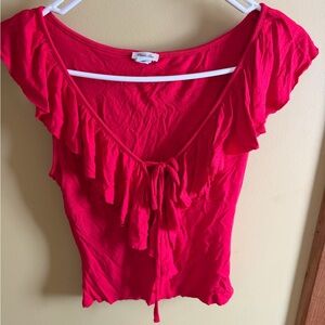 Women’s Ruffle Tie-Front Top in Red